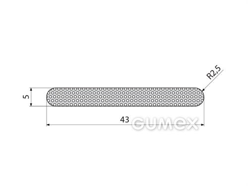 Mikroporézny profil tvaru "I", 5x43mm, hustota 500kg/m3, EPDM, -30°C/+80°C, čierny